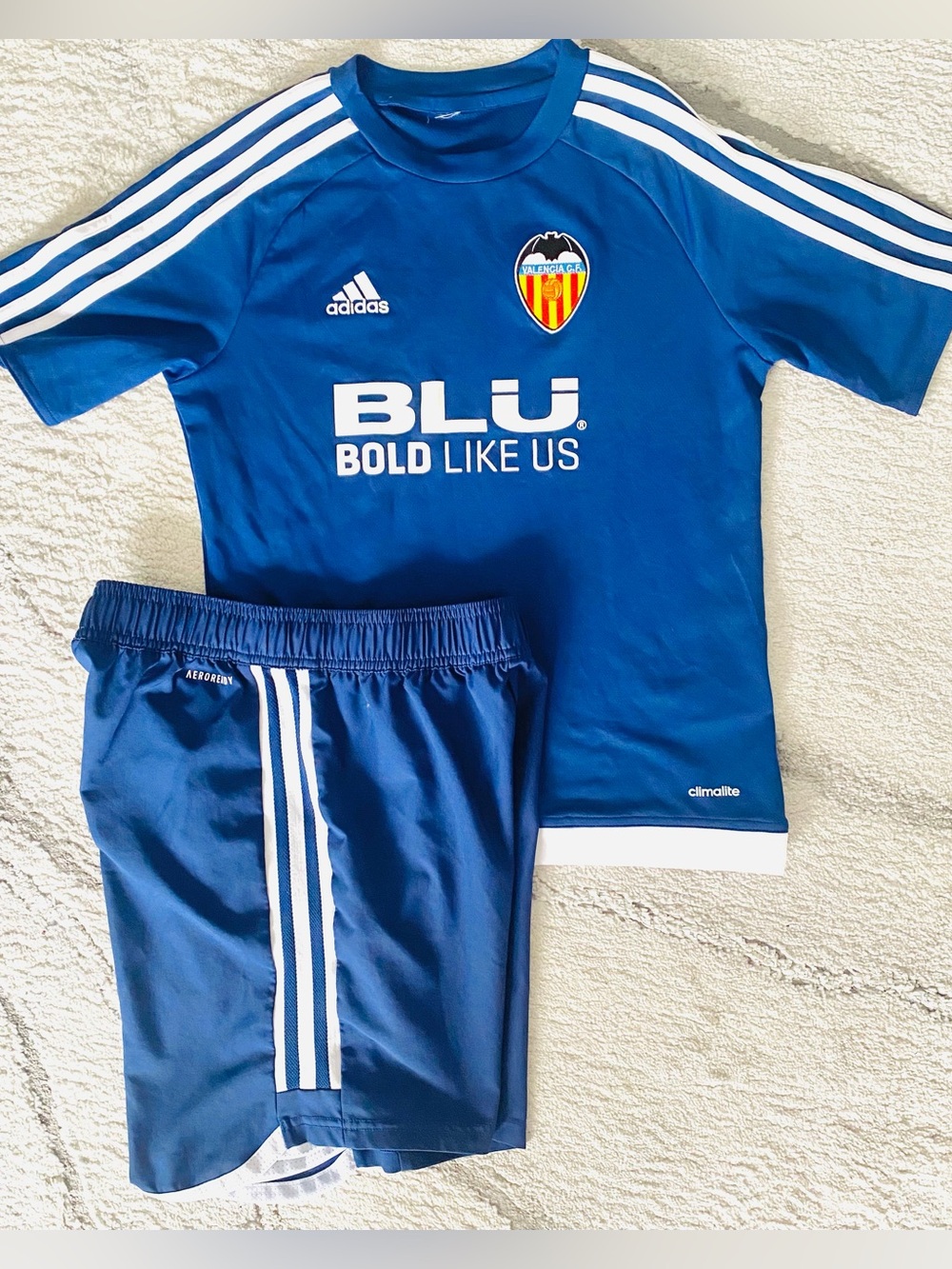 ⚽️Adidas Boys “Valencia CF” Blue Soccer Sports Set SZ S (youth)